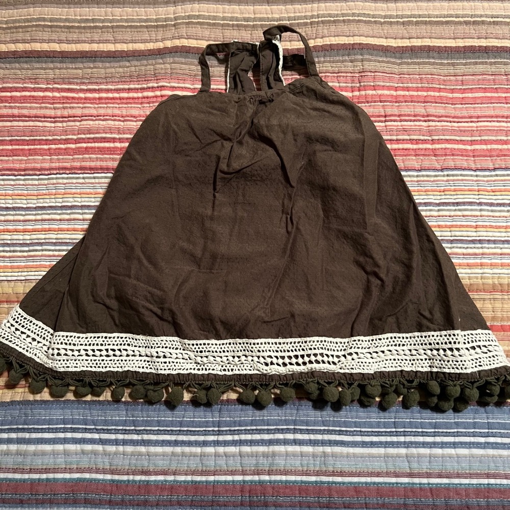Tommy Bahama Brown Dress 2T Toddler Girls Pom Pom‎ Trim Sleeveless Casual